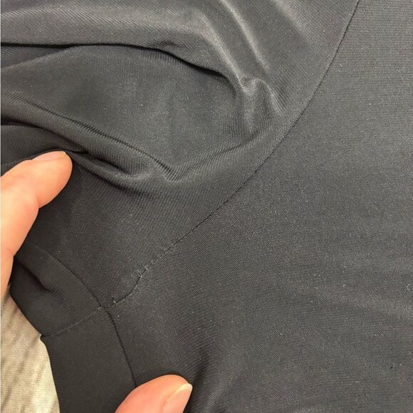 Last Tango Women’s Pants Black Stretch Extra Wide Leg Raw Hem - Picture 7 of 11